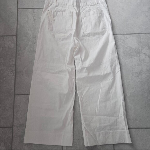 Maeve Colette Crop Linen Pants, Wide Leg, White Size 32 - Picture 6 of 6